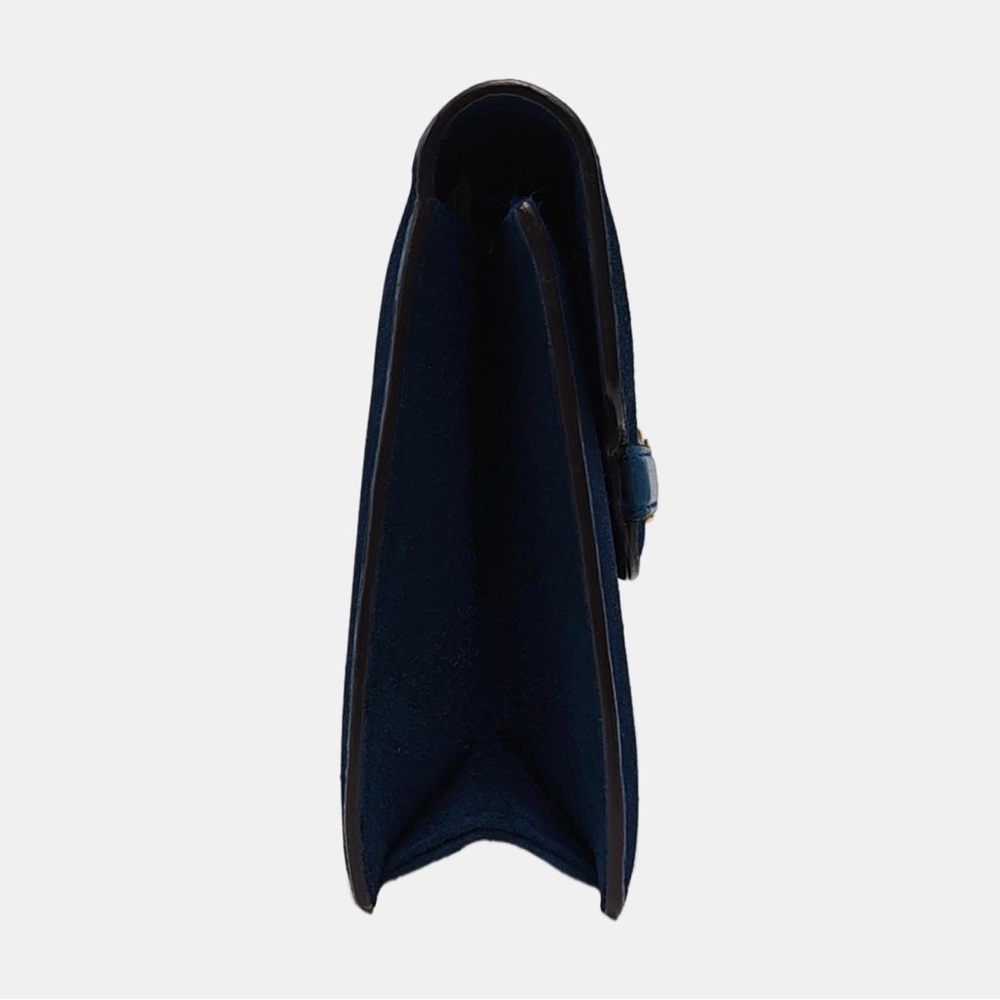 Gucci Blue Sapphire Suede Flap Shoulder Bag With Gold Chain - Picture 3 of 9